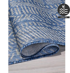 FH Home Flat Woven Outdoor Rug - Waterproof, Easy to Clean, Stain Resistant - Premium Polypropylene Yarn - Modern Abstract - Patio, Porch, Deck, Balcony - Suez - Blue - 5ft 2in x 7ft 6in