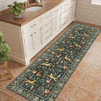 DUKINO 2x6 Rug for Hallway, Washable Kitchen Runner Rug with Non Slip Backing, Soft Low Pile Vintage Animal Runner for Bedroom, Kitchen, Hallway, Entryway, Laundry, Black