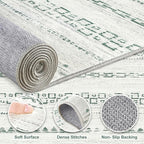 Nakagishi Green Rug Living Room Rugs: 9x12 Washable Boho Large Neutral Soft Farmhouse Stain Resistant Modern Non Slip Indoor Floor Carpet for Bedroom Nursery Kids Playroom Office Dining Room Home