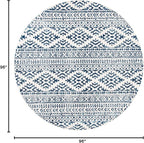 SAFAVIEH Tulum Collection Area Rug - 8' Round, Ivory & Navy, Moroccan Boho Tribal Design, Non-Shedding & Easy to Clean, Ideal for Living Room, Bedroom, Dining Space (TUL272D)