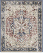 RUGGABLE Washable Vintage Area Rug – Kamran Royal Blue 8x10, Stain-Resistant, Non-Slip – Large Machine Washable Rugs for Living Room, Bedroom, Hallway, Entryway & Office–with Cushioned Pad