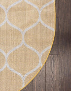 Rugs.com Lattice Frieze Collection Rug – 3' 3 x 5' 3 Oval Yellow Medium Rug Perfect for Living Rooms, Large Dining Rooms, Open Floorplans