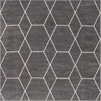 Unique Loom Trellis Frieze Collection Area Rug - Geometric (5' Square, Dark Gray/ Ivory)