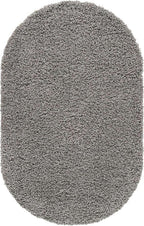 Unique Loom Solid Shag Collection Area Rug (3' 3" x 5' 3" Oval, Cloud Gray)