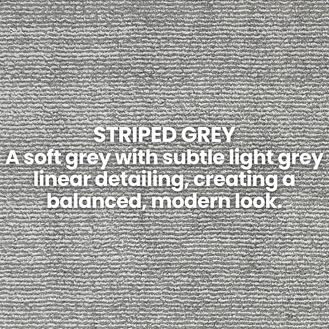 45ft Custom Size Runner Rug by The Foot for Extra Long Hallways - Striped Grey | Non-Slip & Washable | No-Fray Edge Finished