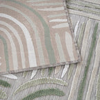CAMILSON Indoor Outdoor Rug, Beige 6x9 Geometric Arch Striped Area Rugs for Patio and Home Areas, Easy-Cleaning Non-Shedding Living Room, Garden and Deck Washable Outside Carpet (6 x 9)