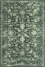 KILOCOCO Area Rug 3x5 Entryway Rug Washable Printed Vintage Floral Rubber Backed Non Slip Indoor Kitchen Rugs for Living Room Laundry Room Playroom Mudroom Moroccan Area Rugs, Green