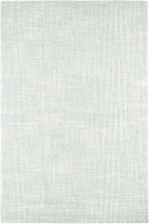 Dash & Albert Crosshatch Sky Hand Micro Hooked Wool Rug, 9.5 X 13.5 Feet, Blue Solid Pattern