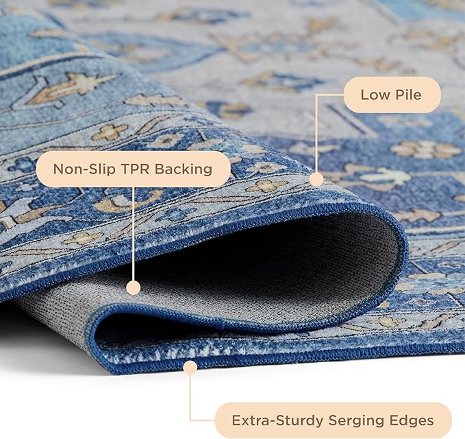 Bedsure 3x5 Area Rugs for Living Room, Machine Washable Rugs, Non-Slip Backing, Non-Shedding, Vintage Low Pile Easy Care Throw Carpet for Bedroom Dining Room, Taupe