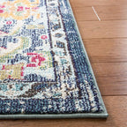 SAFAVIEH Monaco Collection Area Rug - 5'1" x 7'7", Navy & Light Blue, Boho Chic Medallion Distressed Design, Non-Shedding & Easy Care, Ideal for High Traffic Areas in Living Room, Bedroom (MNC243N)