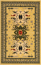 Unique Loom Taftan Collection Border Geometric Tribal Inspired Design Area Rug (5' 0 x 8' 0 Rectangular, Gold/ Gray)