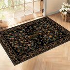 Door Mat Entryway Rug 2x3, Machine Washable Non-Slip Small Area Rug, Boho Floral Low Pile Throw Rugs for Entrance, Front Door, Entry, Kitchen, Kids Room（Black）