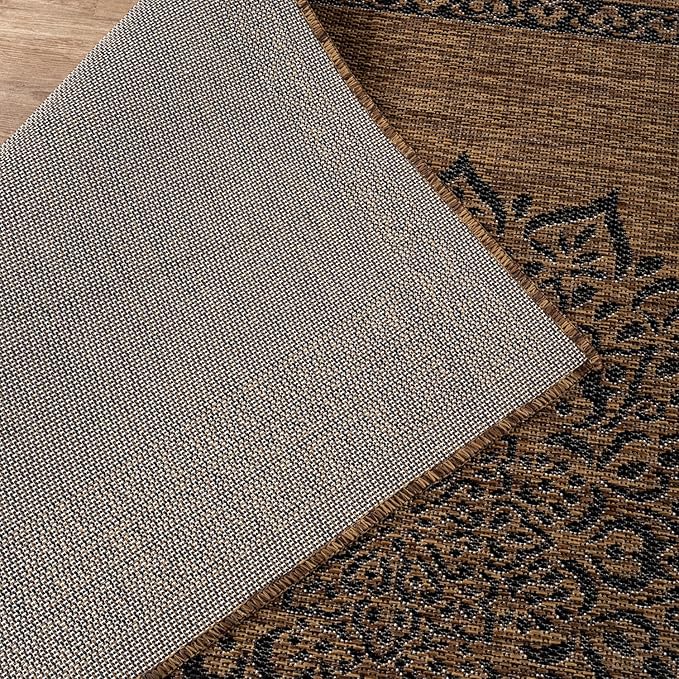 CAMILSON Outdoor Rug 6x9 Medallion Gold Modern Area Rugs for Indoor and Outdoor Patios Kitchen and Hallway Mats Washable Porch Deck Outside Carpet (Medallion Gold 6 x 9)