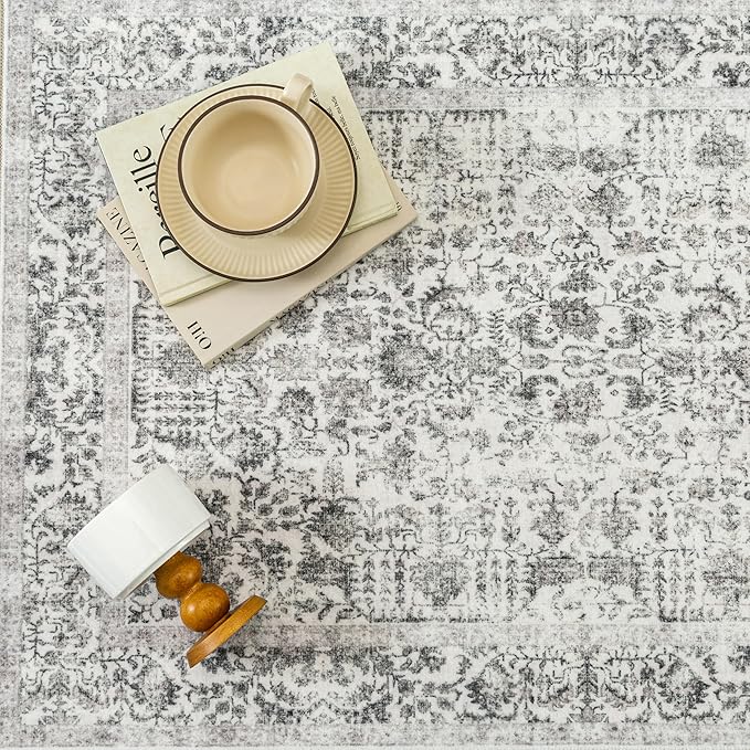 Black Runner Rug 2x7 Hallway Machine Washable Kitchen Vintage Distressed Non Slip Long Carpet Indoor Retro Floral Bedroom Accent Throw Rug for Bathroom Office Laundry Dining Room
