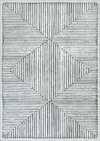 Bloom Rugs Washable Non-Slip 8' x 10' Rug - Black/Ivory Striped Area Rug for Living Room, Bedroom, Dining Room, and Kitchen - Exact Size: 8' x 10'