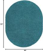 Unique Loom Solid Shag Collection Area Rug (8' x 10' Oval, Deep Aqua Blue)