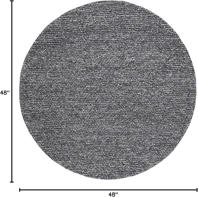 SAFAVIEH Natura Collection Area Rug - 4' Round, Dark Grey, Handmade Wool Blend, Textured Design, Ideal for Living Room, Bedroom, Dining Space (NAT620H)