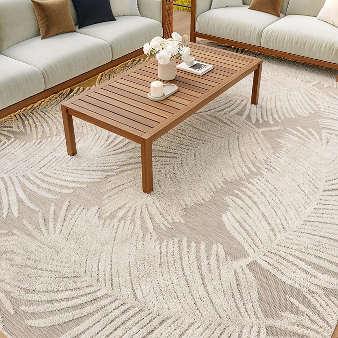 Nourison Home Suncoast Beige 7'10" x 9'10" Area Rug - Easy Clean, Non Shedding, Bed Room, Living Room, Dining Room, Kitchen (8' x 10')