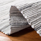 SAFAVIEH Rag Rug Collection X-Large Area Rug - 11' x 15', Grey, Handmade Boho Stripe Cotton, Ideal for High Traffic Areas in Living Room, Bedroom (RAR121A)
