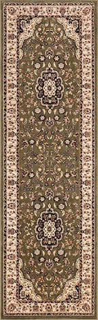 Well Woven Barclay Collection Medallion Kashan Green 2x7 Runner Rug - for Hallways, Kitchens, and Entryways