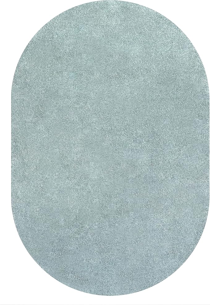 Eyely UES100S-4OV Supersoft Haze Solid Low-Pile Indoor Area Rug Casual;Contemporary;Solid;Traditional, Bedroom, Kitchen, Living Room, Easy-Cleaning, Non-Shedding, 4 X 6 Oval, Light Blue