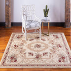 Rugs.com Chateau Collection Rug – 10 Ft Square Cream Medium Rug Perfect for Living Rooms, Kitchens, Entryways