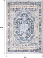 zesthome 7x9 Area Rug, Super Soft Washable Rugs for Living Room, Non-Slip Stain Resistant Vintage Rugs, Ultra-Thin Large Area Rugs (Blue/Beige,7'x9')