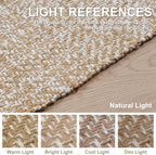 Collive Washable Area Rug 3' x 5', Modern Woven Kitchen Rugs, Tan/Cream Braided Cotton Rug Indoor Door Mat Throw Carpet for Entryway Living Room Nursery Mudroom Laundry Room