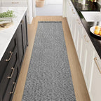 Collive Long Hallway Runner - 2.6' x 10', Washable Indoor Entryway Rug, Grey/Cream Braided Woven Kitchen Rugs, Low-Profile Front Door Floor Carpet for Laundry Room, Bedroom Doorway