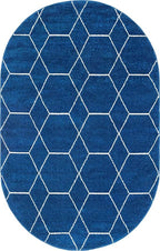 Unique Loom Trellis Frieze Collection Area Rug - Geometric (5' x 8' Oval, Navy Blue/ Ivory)