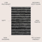 JONATHAN Y Williamsburg Minimalist Stripe Black/Cream Indoor Area Rug, 5x8, Contemporary, Modern, Easy-Cleaning for Living Room, Bedroom, Kitchen, Pet Friendly, Non-Shedding (MOH201F-5)