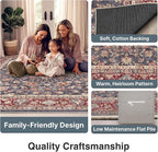 Well Woven Asha Rome Navy Blue Red 2'3" x 7'3" Runner Rug - Oriental Floral Pattern, Easy Clean, Floor-Friendly Backing - for Hallway, Entryway, and Kitchen