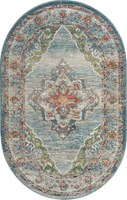 Unique Loom Isabella Collection Area Rug - Rossellini (5' 1" x 8' Oval, Blue/ Beige)