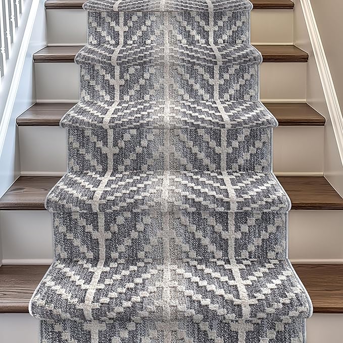 Well Woven Custom Size Hallway & Stair Runner- Harlow Rhodes Grey 31 Inches Wide x 99 Feet Long Runner (31" x 99') Runner Rug - Contemporary Design, Ultra-Soft, Easy-Clean