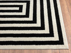 Abani Contemporary Blue & Ivory 2'x3' Area Rug, Contrasting Geometric Modern Stripe Symmetrical Living Room Carpet Rugs