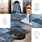 Tepook Modern Area Rug for Living Room, 4x6 Geometric Large Rugs for Bedroom, Washable Patchwork Rug Indoor Non-Slip Throw Carpets for Dining Room Office Farmhouse Home Decor, Blue