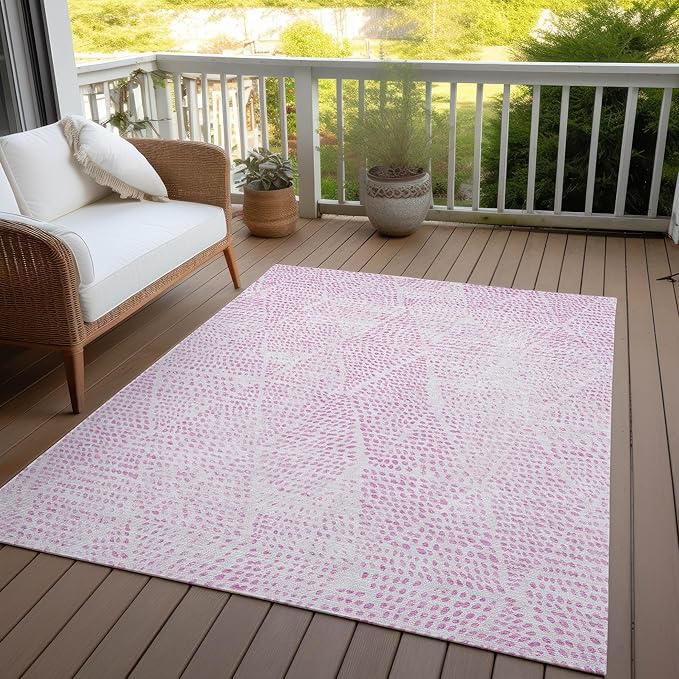 Addison Rugs Chantille ACN591 Pink 8' x 10' Indoor Outdoor Area Rug, Easy Clean, Machine Washable, Non Shedding, Bedroom, Living Room, Dining Room, Kitchen, Patio Rug