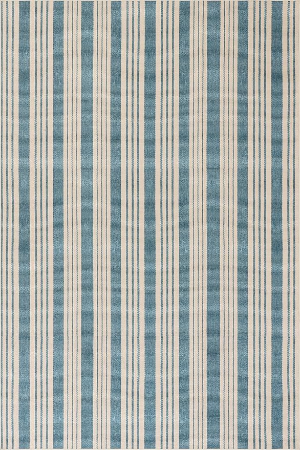 Dash & Albert Talos Blue Machine Washable Rug, 6 X 9 Feet, Blue/Ivory Stripe Pattern