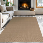 KOZYFLY Washable Area Rug 4x6 ft Non Slip Rubber Backed Living Room Rugs Braided Woven Cotton Kitchen Rugs Indoor Entryway Rug Floor Carpet for Dining Living Room Bedroom, Tan/Orange/Brown