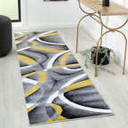 2305 Geometric Abstract Yellow 2x7 Area Rugs for Entryway