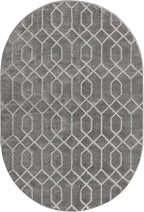 Unique Loom Glam Collection Area Rug - Trellis (4' 1" x 6' 1" Oval, Gray Silver/ Silver)