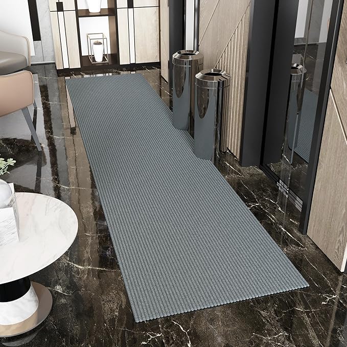 Ottomanson 3'11" x 48' Hallway Runner with Scraper Pile - Extra Durable Non-Slip Rug Mat for Indoor & Outdoor Use - Ideal for Kitchen, Entryway & Garage - High-Traffic Carpet, Gray