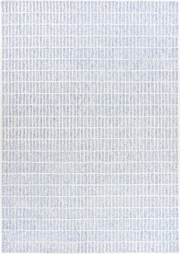 Handmade Capitola Space Dyeing Imported Premium Wool Area Rug - Unique Modern Design Carpet for Living Room, Bedroom, and Dining Room (Blue, 6' Round)