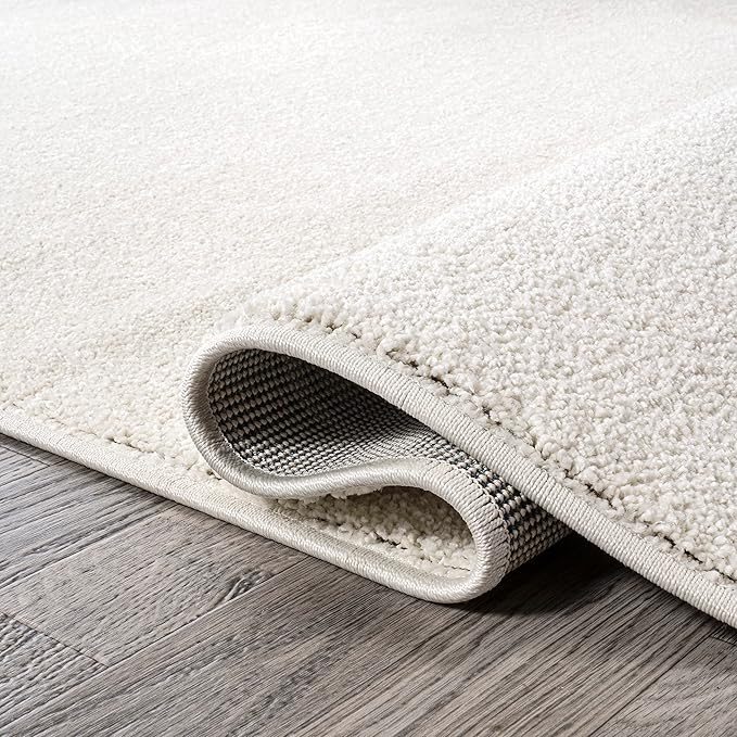JONATHAN Y Haze Solid Low-Pile Cream 6' Round Indoor Area Rug, Coastal,Bohemian,Minimalist,Classic, Easy-Cleaning for Living Room,Bedroom,Kitchen,Pet Friendly,Non-Shedding (SEU100T-6R)