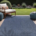 Beverly Rug Indoor Outdoor Rug 9x12, Washable Outside Carpet for Patio, Deck, Porch, Solid Modern Area Rug, Water Resistant, Azure Blue