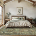 Bavni Area Rug 3X5, Aesthetic Rugs for Living Room, Non Shedding Non Slip Machine Washable Carpet for Office Dorm, Floral Vintage Chenille Rugs for Bedroom, Sage Green