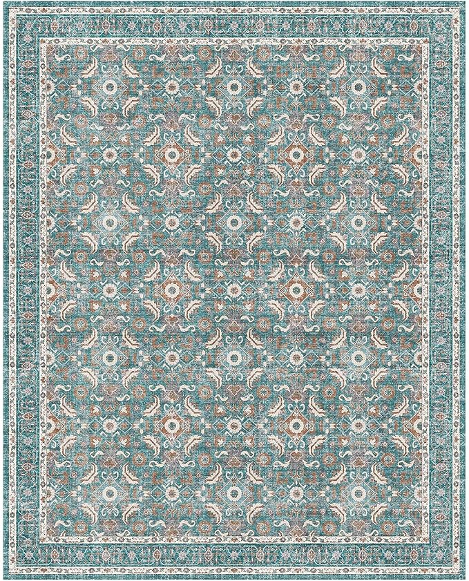 WITSHOCK Living Room Area Rugs 8x10: Soft Non-Slip Backing Washable Rugs Vintage Large Carpet for Bedroom Office Dining Room Kitchen Stain Resistant Home Decor Rug