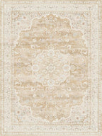 HUGEAR Machine Washable Area Rugs 8x10 Vintage Beige Brown Living Room Bedroom Rug Neutral Style Non Slip Stain Resistant Low Pile Throw Carpet for Home Retro Aesthetic Modern Decor