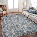 Washable Area Rug 4'x6' Traditional Floor Cover Foldable Thin Rugs Retro Kitchen Indoor Distressed Non Slip Carpet Floral Print Mat Bedroom Living Room