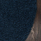 Unique Loom Solid Shag Collection Area Rug (8' x 10' Oval, Sapphire Blue/ Navy Blue)